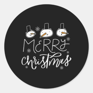Vrolijk Kerstmis Familie Sneeuwman Kerst Mannen Xm Ronde Sticker