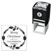 Vrolijk Kerstmis familienaam Holly krans stempel (In situ)