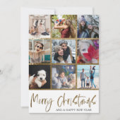 Vrolijk Kerstmis faux goud Multi Foto Feestdagenkaart (Voorkant)
