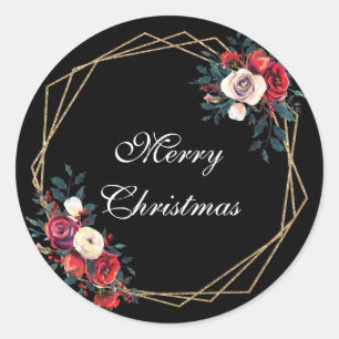 Vrolijk Kerstmis faux gouden winter bloemblaadjes Ronde Sticker