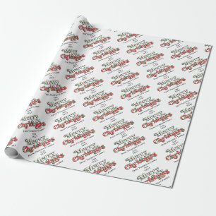 Vrolijk Kerstmis Foto Aangepaste Tekst Rood Candy Cadeaupapier