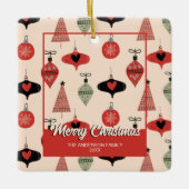 Vrolijk Kerstmis foto midden eeuw modern Keramisch Ornament (Voorkant)