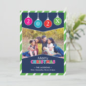 Vrolijk Kerstmis Foto Ornamenten Kaart (Staand voorkant)