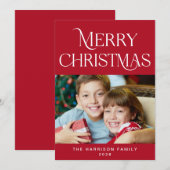 Vrolijk Kerstmis Fotoscript Vakantie Kaart (Voorkant / Achterkant)