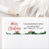 Vrolijk Kerstmis Garland en Rode Kerstmis Script Etiket (Insitu)