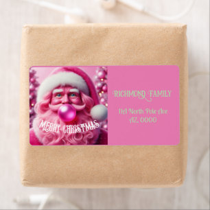 Vrolijk Kerstmis Gay Retro Roze Bubble Gum Custo Etiket
