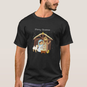 Vrolijk Kerstmis Geboorte Scène Christelijk Geloof T-shirt