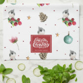 Vrolijk Kerstmis Gepersonaliseerd Wintervogelpatro Theedoek (Gevouwen)