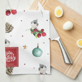 Vrolijk Kerstmis Gepersonaliseerd Wintervogelpatro Theedoek (Quarter Fold)