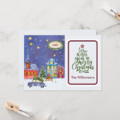 Vrolijk Kerstmis Gezellige Dorpsscène Kerstmis Kaa Kaart (Voorkant / Achterkant in situ)