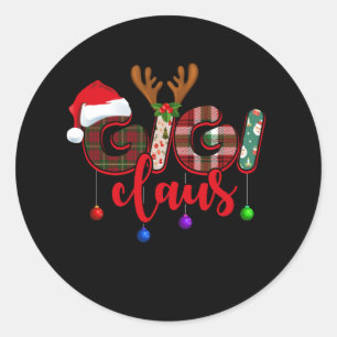 Vrolijk Kerstmis Gigi Claus Plaid Santa Claus Pet  Ronde Sticker