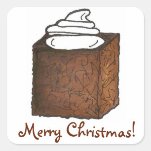 Vrolijk Kerstmis Gingerbread Cake Slice Dessert Vierkante Sticker