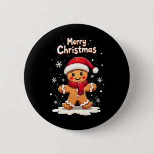 Vrolijk Kerstmis Gingerbread Cookie Baking Girls F Ronde Button 5,7 Cm