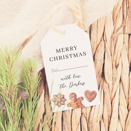 Vrolijk Kerstmis Gingerbread Cookies familienaam Cadeaulabel