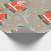 Vrolijk Kerstmis Gingerbread Custom Face Grappig Cadeaupapier (Hoek)