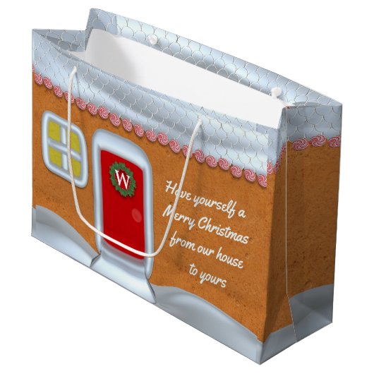 Vrolijk Kerstmis Gingerbread House Aangepaste vaka Large Cadeautasje (Voorkant Gekanteld)
