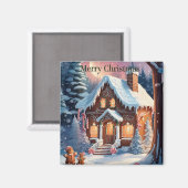 Vrolijk Kerstmis Gingerbread House Magnet Magneet (Voorkant / Achterkant)