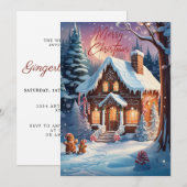 Vrolijk Kerstmis Gingerbread House Party Kaart (Voorkant / Achterkant)