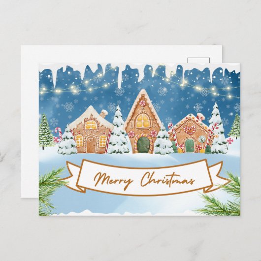 Vrolijk Kerstmis Gingerbread Huizen Feestdagenkaart (Voorkant / Achterkant)