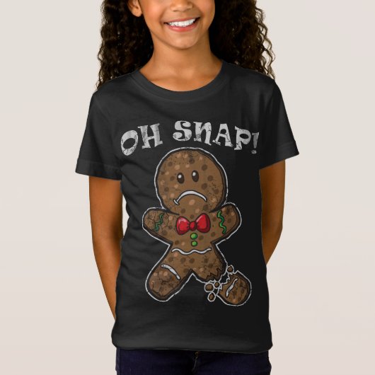 Vrolijk Kerstmis Gingerbread Man Oh Snap T-shirt (Voorkant)