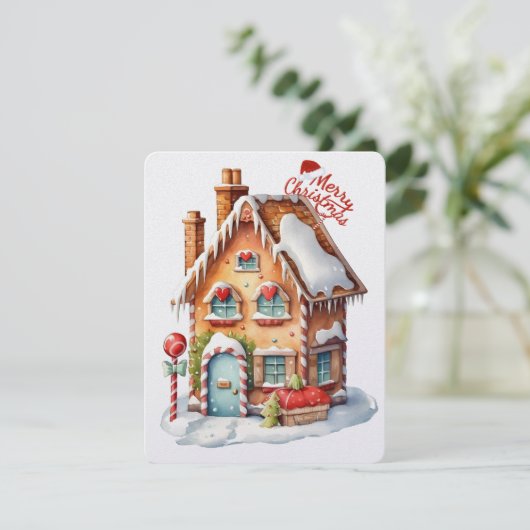 Vrolijk Kerstmis Gingerhouse Feestdagenkaart (Staand voorkant)