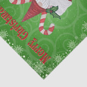 Vrolijk Kerstmis Gnome in Stocking Groene Sneeuwvl Tissuepapier (Detail)