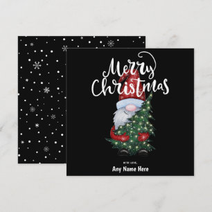 Vrolijk Kerstmis Gnome met Glitter Kerstboom Feestdagenkaart