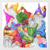 Vrolijk Kerstmis Gnome Party - Leuke Tekening Raamsticker (Vel)