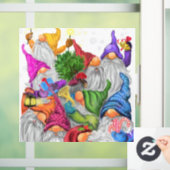 Vrolijk Kerstmis Gnome Party - Leuke Tekening Raamsticker (Huis)
