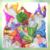 Vrolijk Kerstmis Gnome Party - Leuke Tekening Raamsticker (Vel 3)