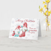 Vrolijk Kerstmis Gnomen Plezier Kaart (Gele Bloem)