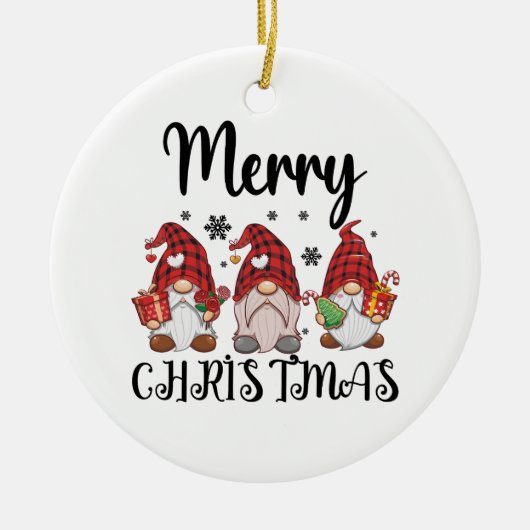 Vrolijk Kerstmis Gnomies Kerstmis Gnomes Keramisch Ornament (Voorkant)