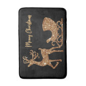 Vrolijk Kerstmis Goud Glitter Rendier & Sleigh Badmat (Voorkant Verticaal)
