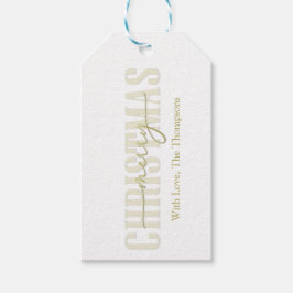 Vrolijk Kerstmis Goud Kalligrafie Script Cadeaulabel