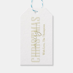 Vrolijk Kerstmis Goud Kalligrafie Script Cadeaulabel