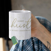 Vrolijk Kerstmis Goud Kalligrafie Script Glitter Koffiemok