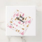 Vrolijk Kerstmis Goud Roze Boom Bedankjes Labels (In situ)