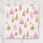 Vrolijk Kerstmis Goud Roze Boom Bedankjes Labels (Achterkant)
