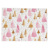 Vrolijk Kerstmis Goud Roze Boom Groot Cadeauzakje (Achterkant)