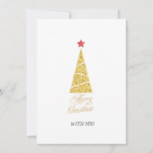 Vrolijk Kerstmis gouden boom cadeau voor vriend Kaart