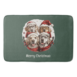 Vrolijk Kerstmis Gouden Retriever Honden Badmat