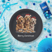 Vrolijk Kerstmis Gouden Retriever Honden Bakken Papieren Bordje (Feest)