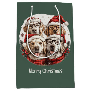 Vrolijk Kerstmis Gouden Retriever Honden Medium Cadeauzakje