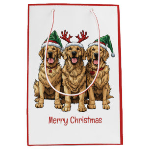 Vrolijk Kerstmis Gouden Retriever Honden Medium Cadeauzakje