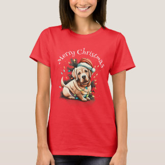 Vrolijk Kerstmis Gouden Retriever Puppy T-shirt
