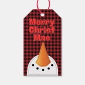 Vrolijk Kerstmis Grappig Bold Sneeuwman Rustiek La Cadeaulabel (Voorkant)