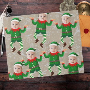 Vrolijk Kerstmis Grappig Santa's Elves Custom Face Cadeaupapier