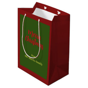 Vrolijk Kerstmis Groen en Rood Minimaal Medium Cadeauzakje