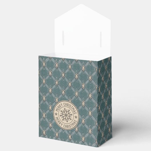 Vrolijk Kerstmis Groen Ivoor Blad Blad Lattice Bedankdoosjes (Geopend)