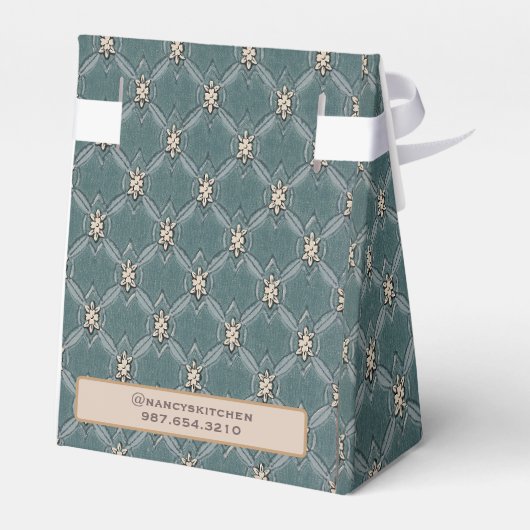 Vrolijk Kerstmis Groen Ivoor Blad Blad Lattice Bedankdoosjes (Achterkant)